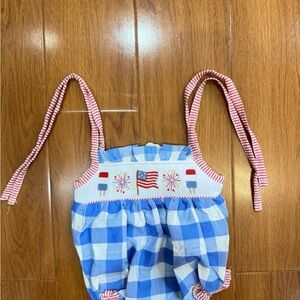 Smocked 4th of July bubble/dress and boy set